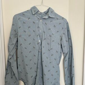 Merona Light Blue Shirt with Dog Pattern